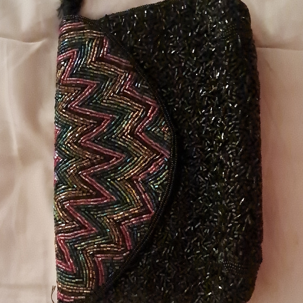 Vintage Multicolor Zigzag Pattern Beaded Women's … - image 2